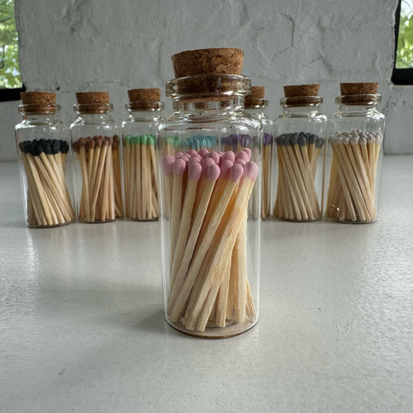 How's It Glowing Candle Co. - Apothecary Match Vials (40 matches & Striker) | Glass & Cork