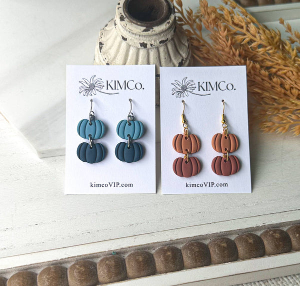KIMCo. - Polymer Clay Earrings - Fall - Pumpkin Drop