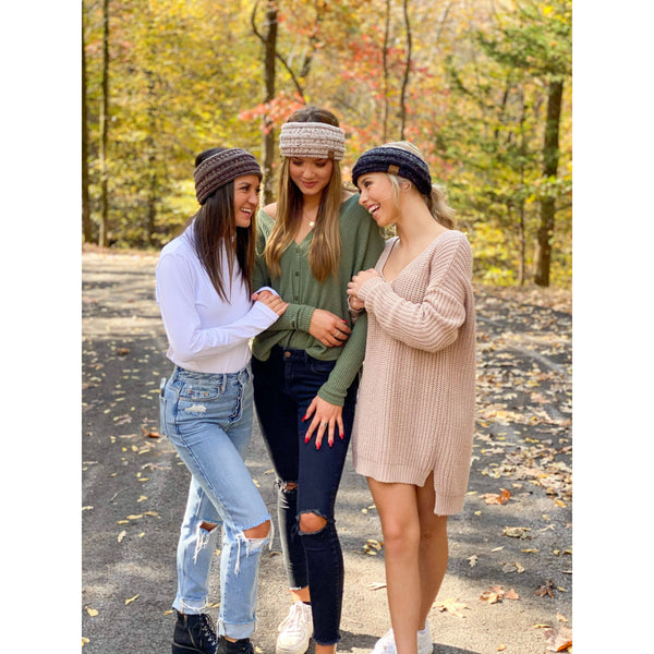 C.C Beanie - Ombre Ribbed Flecked Women's Fashion Ponytail Headband