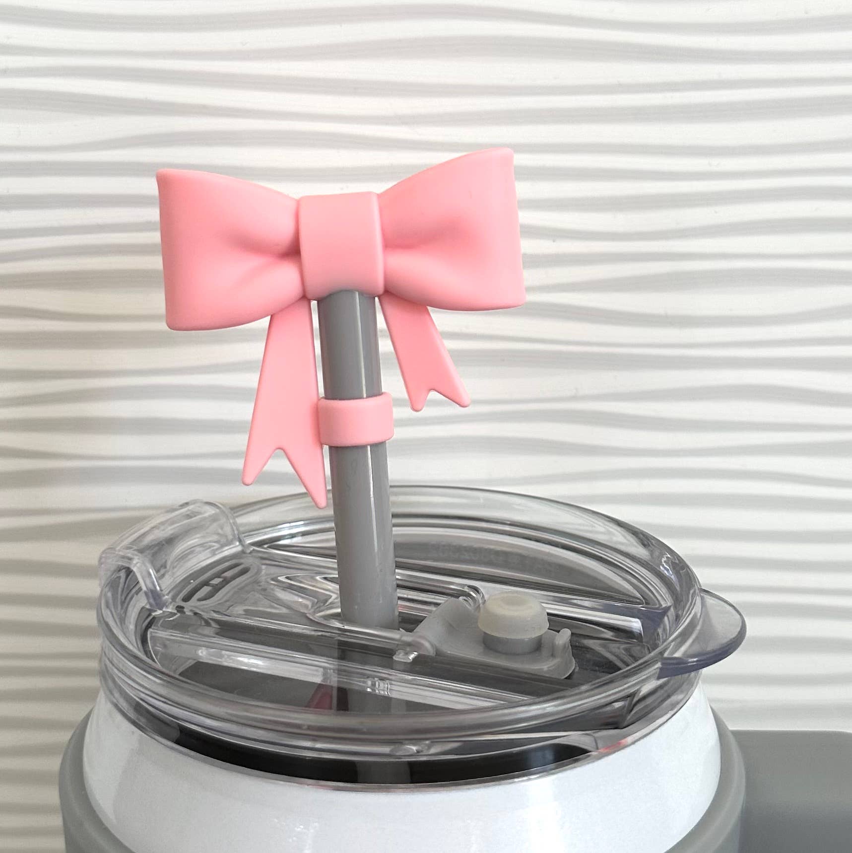 iconic mi - Straw Cover Topper Large Bow Coquette Light Pink 10mm