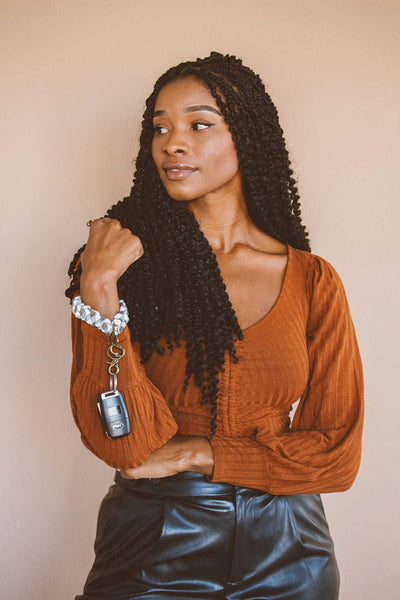 Shop Andi - Brown Checkered Keychain