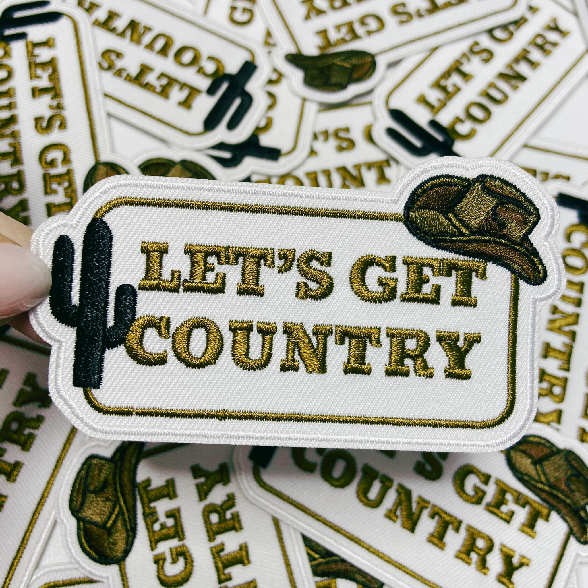 TEELUX - 3.5" Let's Get COUNTRY -  Embroidered Hat Patch
