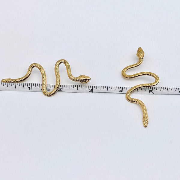 Mio Queena - Long Snake 18K Gold Plated Stainless Steel Post Earrings-FGS