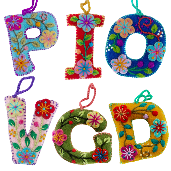 Ornaments 4 Orphans - Colorful Letter Ornament Bundle DGIOPV, 6 Pack