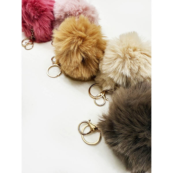 Love and Repeat - Soft Neutral Tone Jumbo Pom Pom Keychain