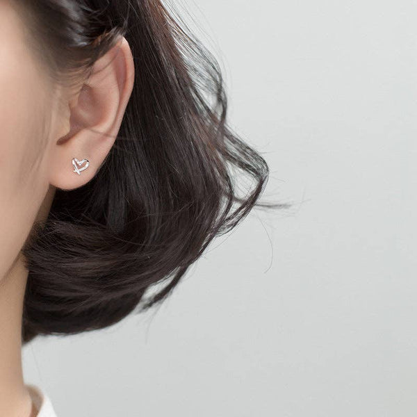 Perimade & Co. LLC - Hollow Heart Wedding Stud Earrings in 925 Sterling Silver