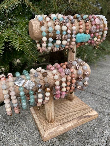 Drops of Wellness Goods - Stone Stretch Bracelet, Boho Bracelet, Sweet Rose