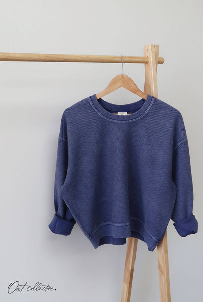 OAT COLLECTIVE - PREMIUM BASIC Cropped Thermal Vintage Pullover