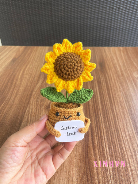 Cute Emotional Support Sunflower, Crochet Sunflower Gift