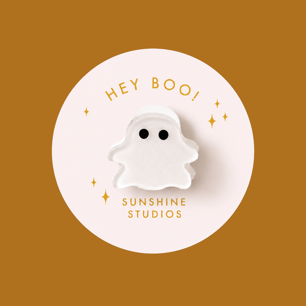 Sunshine Studios - Hey Boo! Ghost Mini Hair Clip | Halloween