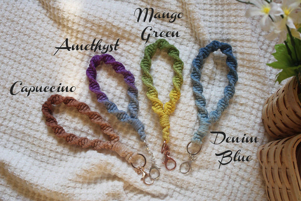 Handmade By Uruba - Handmade ombre dip dyed Macrame Wristlet Keychain