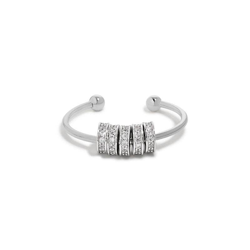 Perimade & Co. LLC - Rainbow Bead Fidget Spinner Ring in 925 Sterling Silver