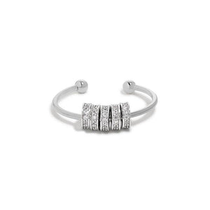 Perimade & Co. LLC - Rainbow Bead Fidget Spinner Ring in 925 Sterling Silver