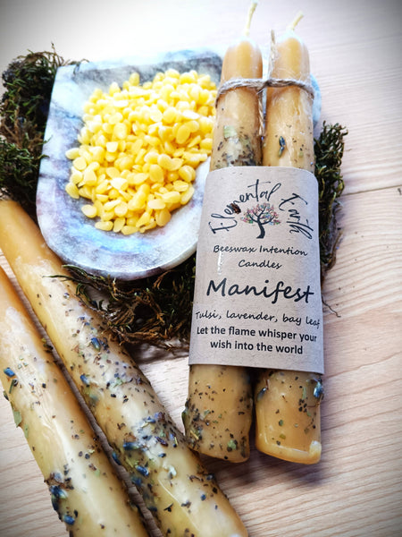 Elemental Earth Shop - Beeswax Manifest Intention Candles