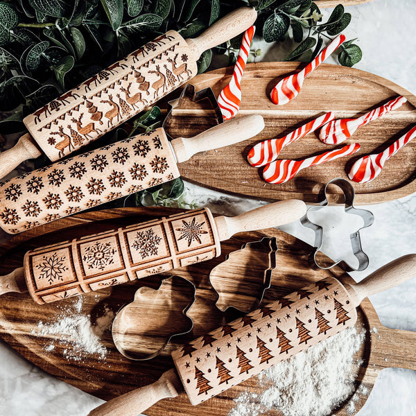 Gia Roma - Christmas Baking Gift Set Wooden Rolling Pins Holiday Cookie