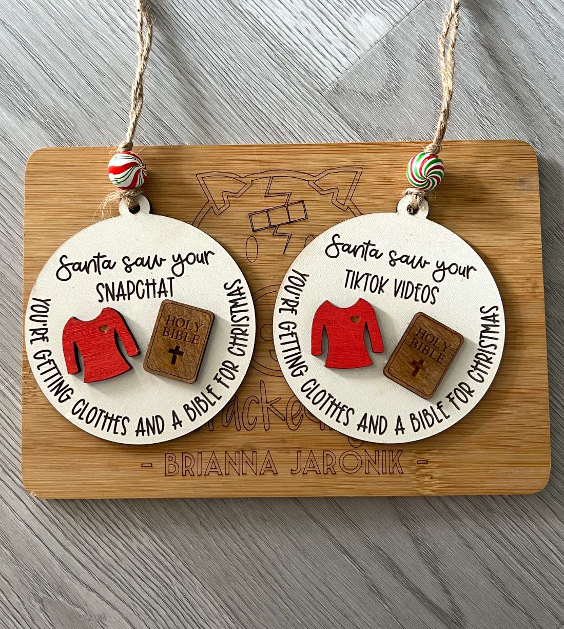 The Cracked Pig - Santa Saw Your TikTok OR Snapchat Ornament
