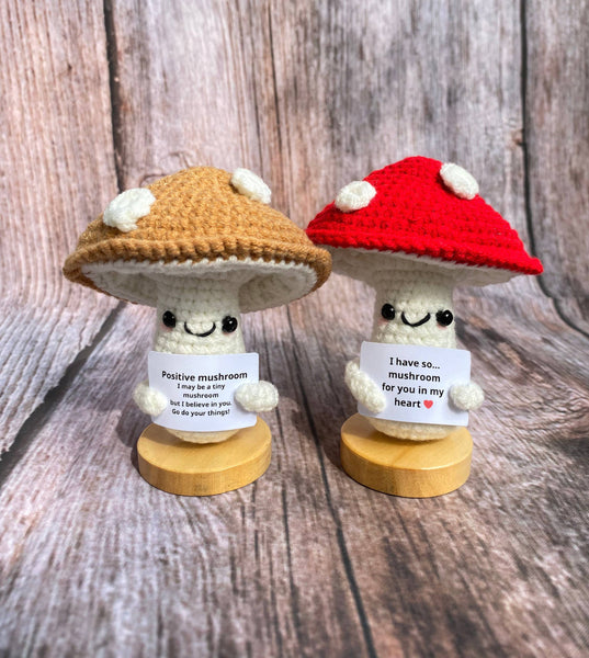 Funny Crochet Positive Mushroom, Handmade Vegetable Doll