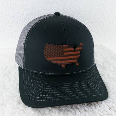 Trendy Transfers - United States American Flag Leather Hat Patch