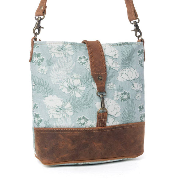Myra Bag - Sagefield Cotton & Leather Shoulder Bag in Mint Brown