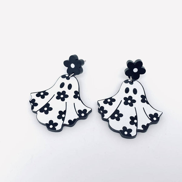 Mio Queena - Halloween Flower Ghost Acrylic Post Earrings