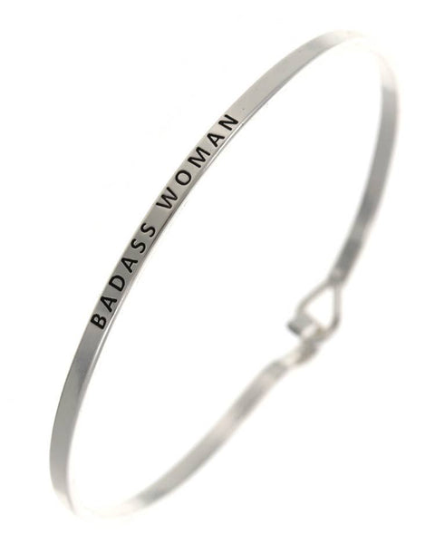 0011 PREMIERE - FR4853 BADASS WOMAN_3mm Inspired Message Engraved Bangle