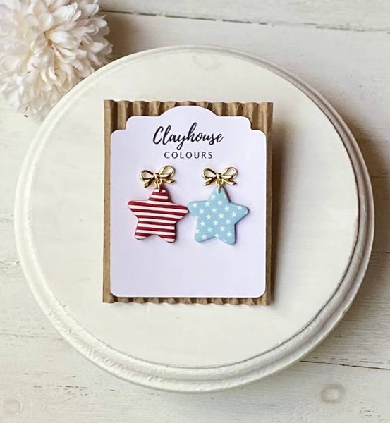 Clayhouse Colours - Fourth of July Handmade Earrings | Red White & Blue Earrings