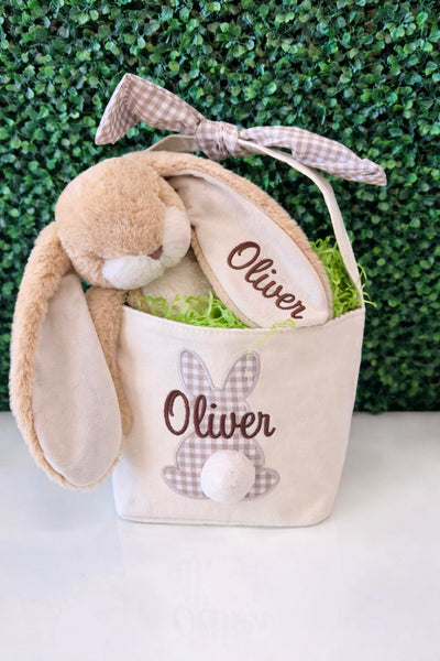 Easter Gingham Cotton Tail Basket - Multiple Colors