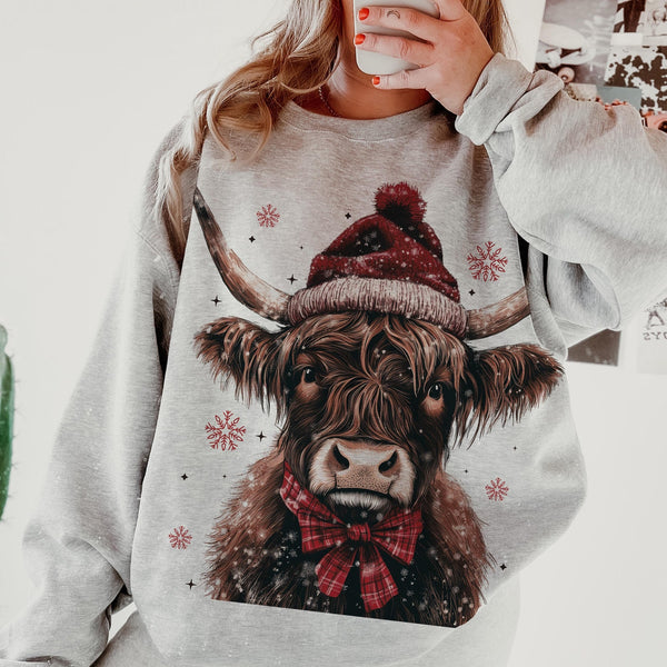 WINTER HIGHLAND COW W/BEENIE