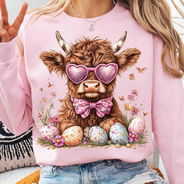 BABY EASTER HIGHLAND COW WTIH EGGS