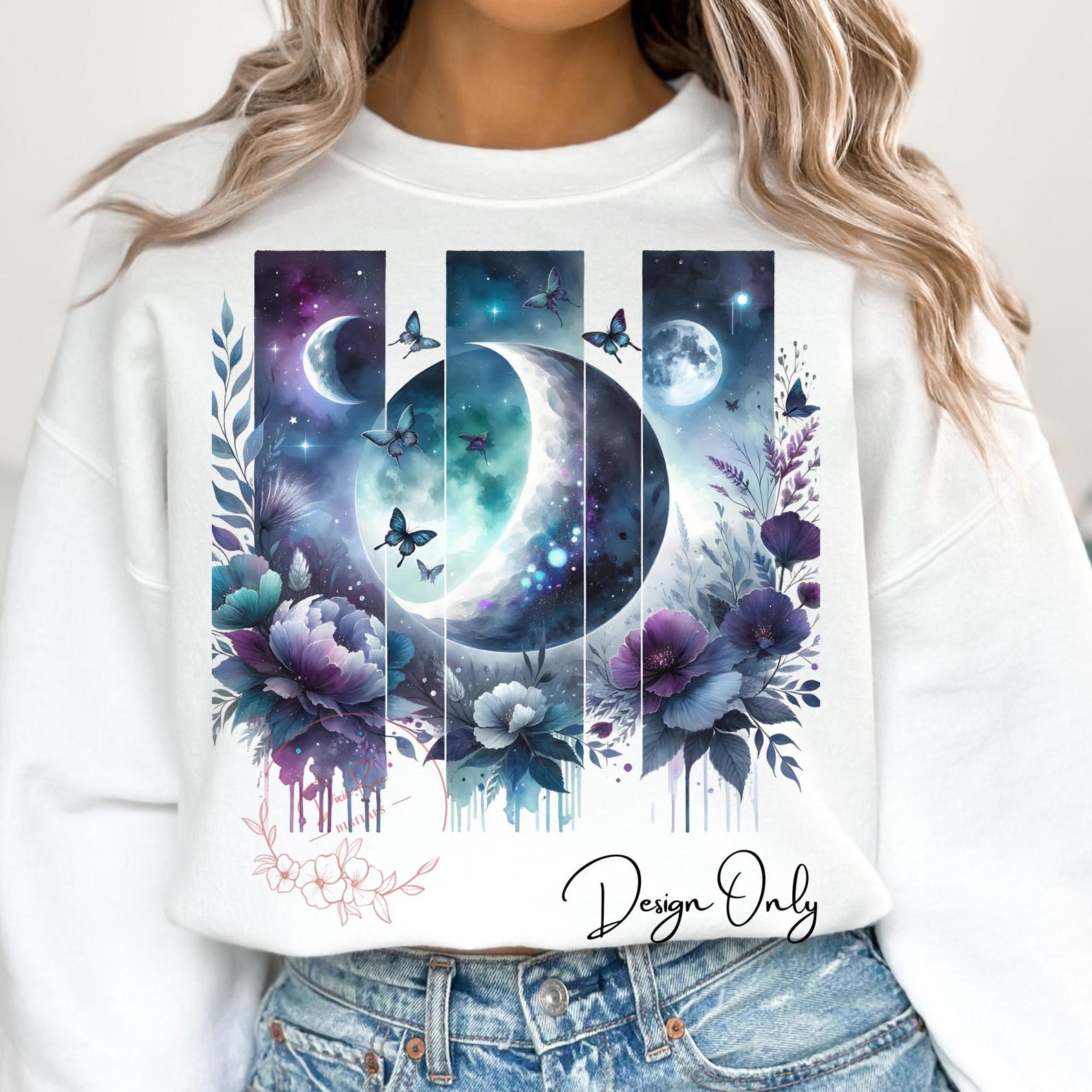 moon butterfly floral