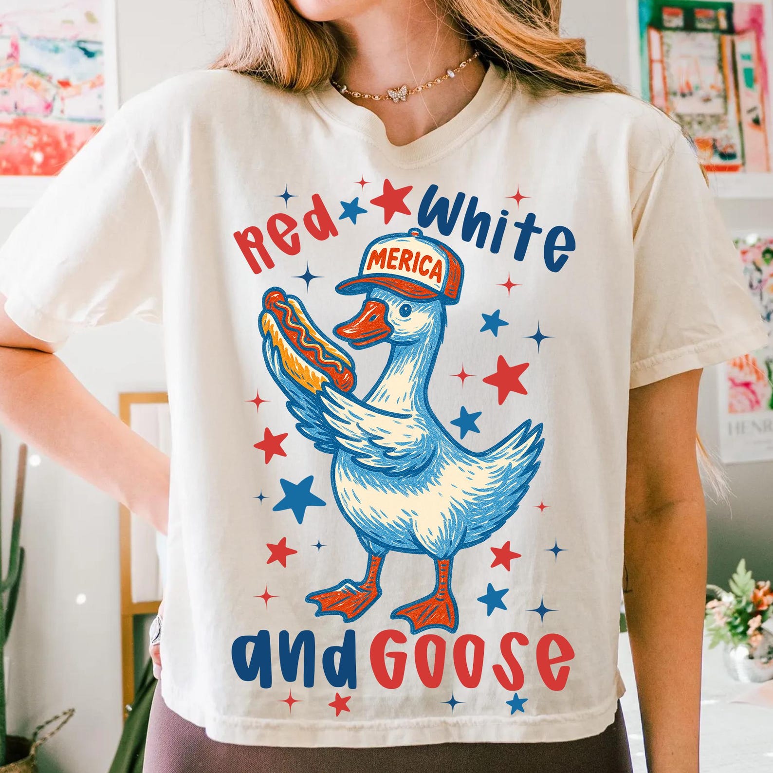 RED WHITE AND GOOSE