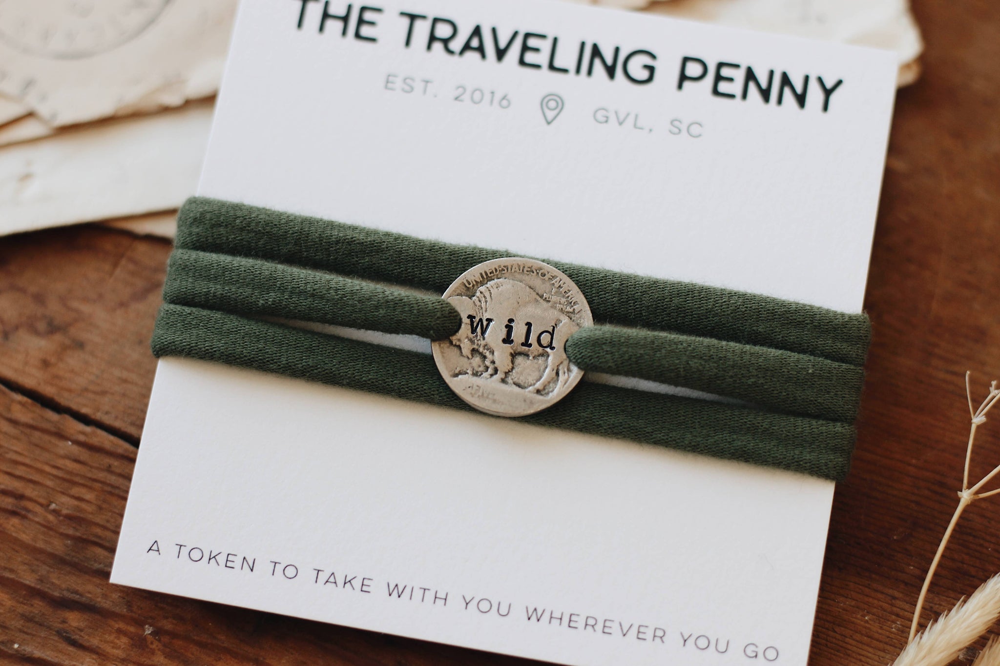 The Traveling Penny - Wild Buffalo Nickel Cloth Wrap Bracelet
