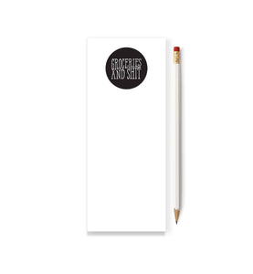 Tiramisu Paperie - Groceries and Shit Skinny Notepad
