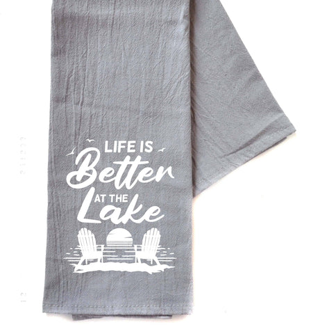 Driftless Studios - Life Is Better At The Lake - Gray Hand Towel