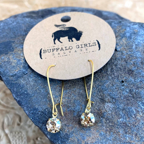 Buffalo Girls Salvage - Simple Golden Shadow Solitaire Earrings - Gold