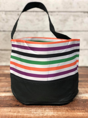 Personalized Multi-Color  Stripe Trick or Treat Bucket