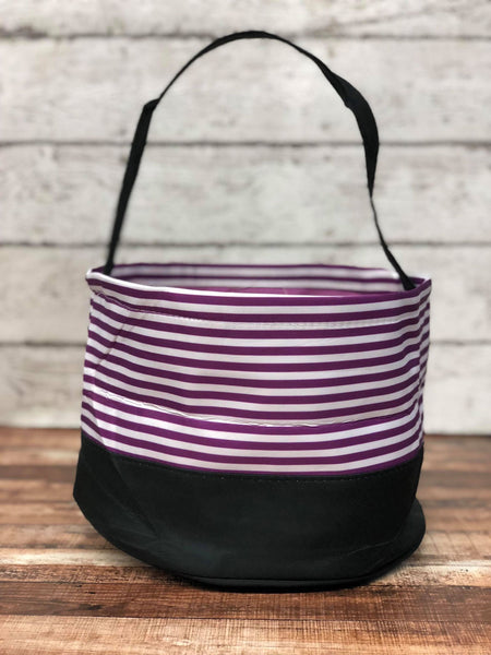 Personalized Purple Stripes Trick or Treat Bucket