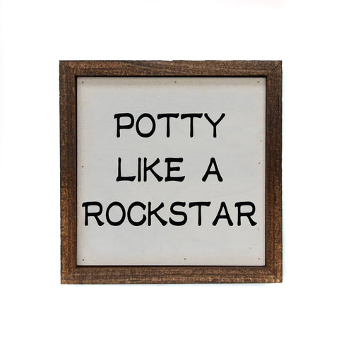 Driftless Studios - 6X6 Potty Like A Rockstar Kids Bathroom Signs