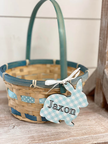EASTER BUNNY TAG - BLUE GINGHAM