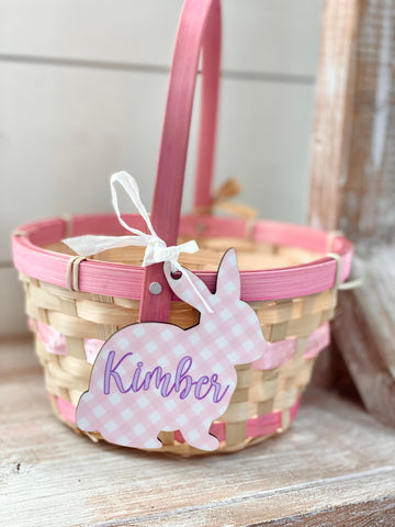 EASTER BUNNY TAG - PINK GINGHAM