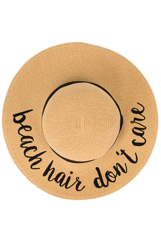 Hana - C.C Spring Summer Lettering Straw Brim Hat with Ribbon Band