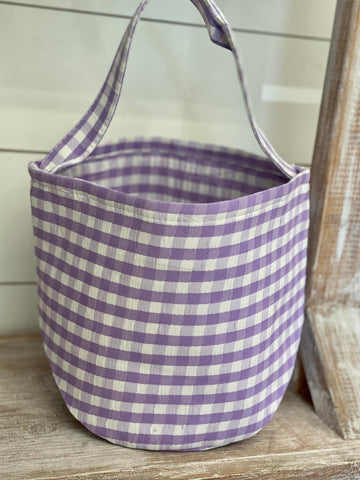 Personalized Trick or Treat Bucket- Purple Gingham