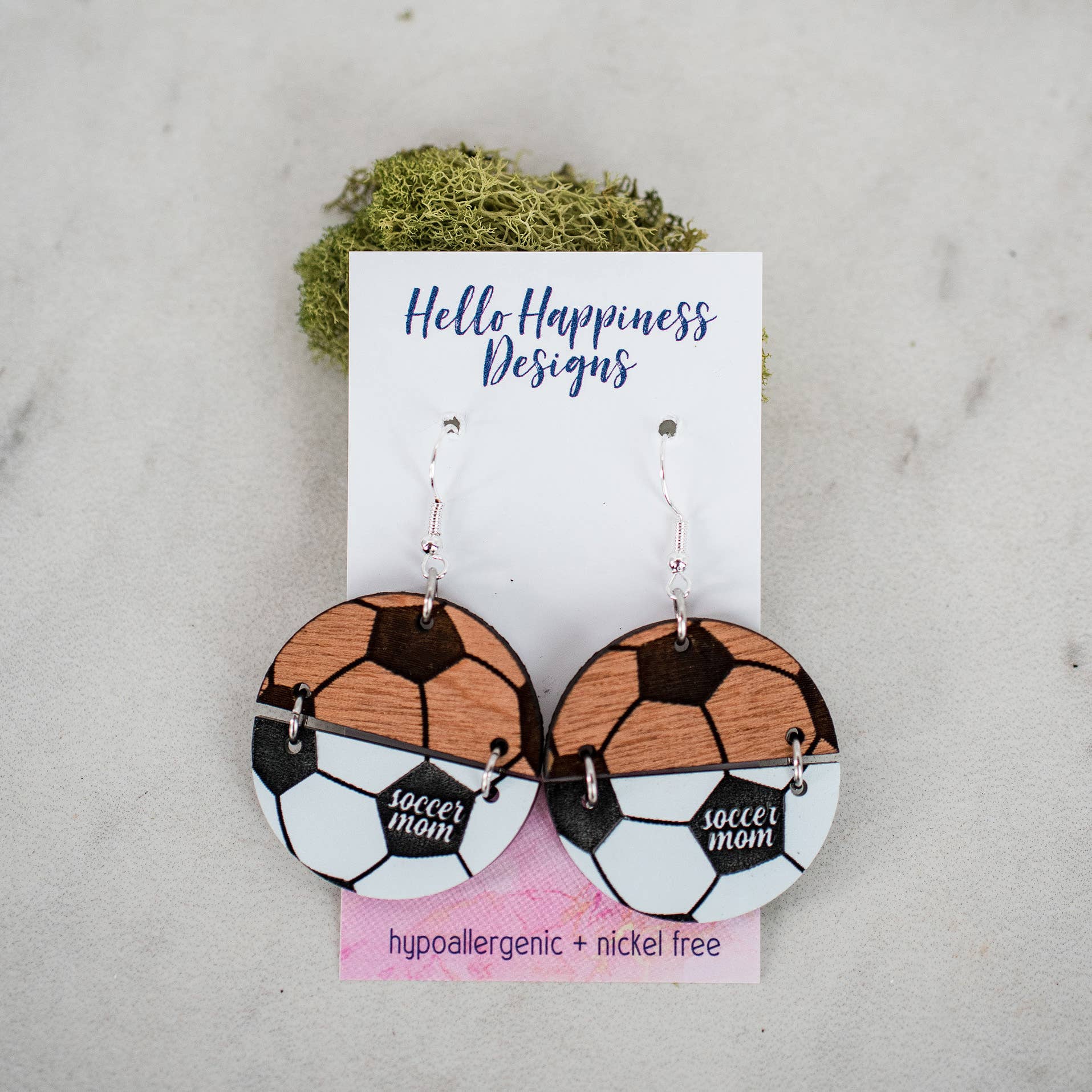Hello Happiness Wholesale - Soccer Mom Earrings - Acrylic & Wood  Circle Duos - Handmade