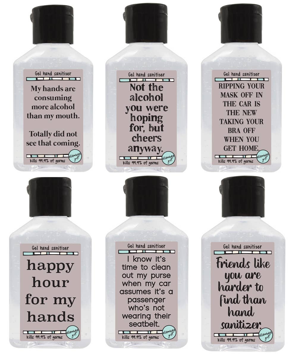 ellembee gift - Mixed Box Of Funny Travel Sized 2 Ounce Hand Sanitizers