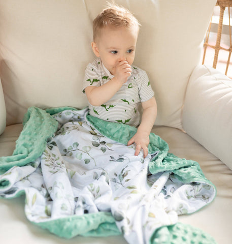 Honey Lemonade - Premium Baby & Toddler Minky Blanket - Eucalyptus Greenery