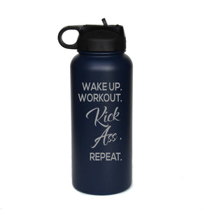 Driftless Studios - 32 oz. Engraved Water Bottle - Wake Up. Work Out. ...