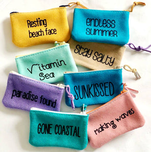 Vicki Jean Leather Design Co. - Beachy Leather word Pouch set small