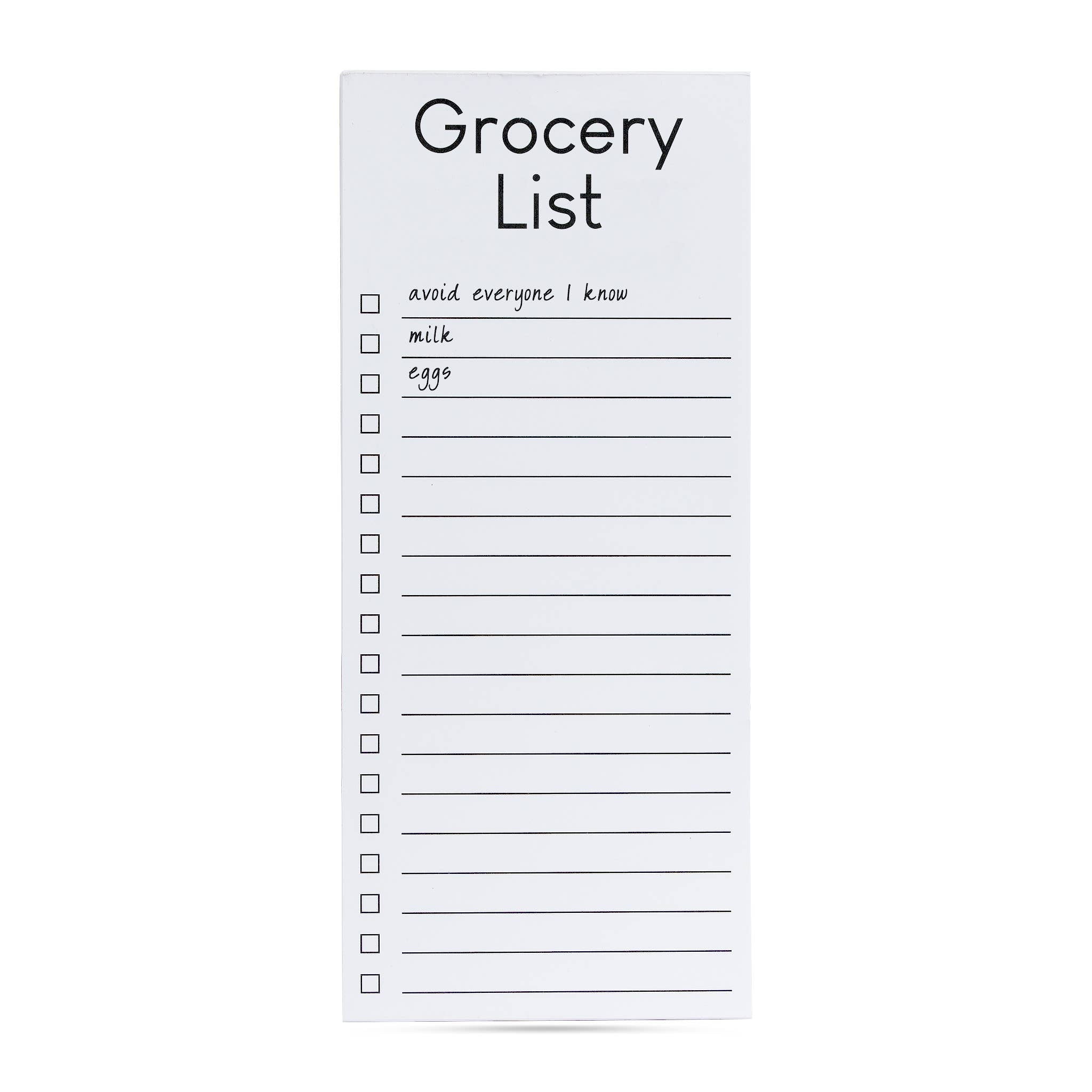 ellembee gift - Grocery List | avoid everyone I know, milk, eggs notepad