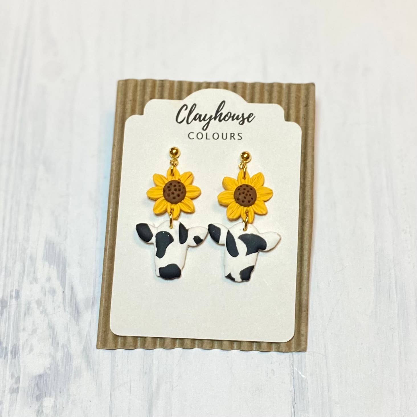 Clayhouse Colours - Sunflower & Cow Dangles