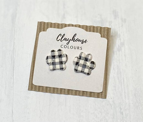Clayhouse Colours - Dog Lover🐾: Gingham Paw Studs